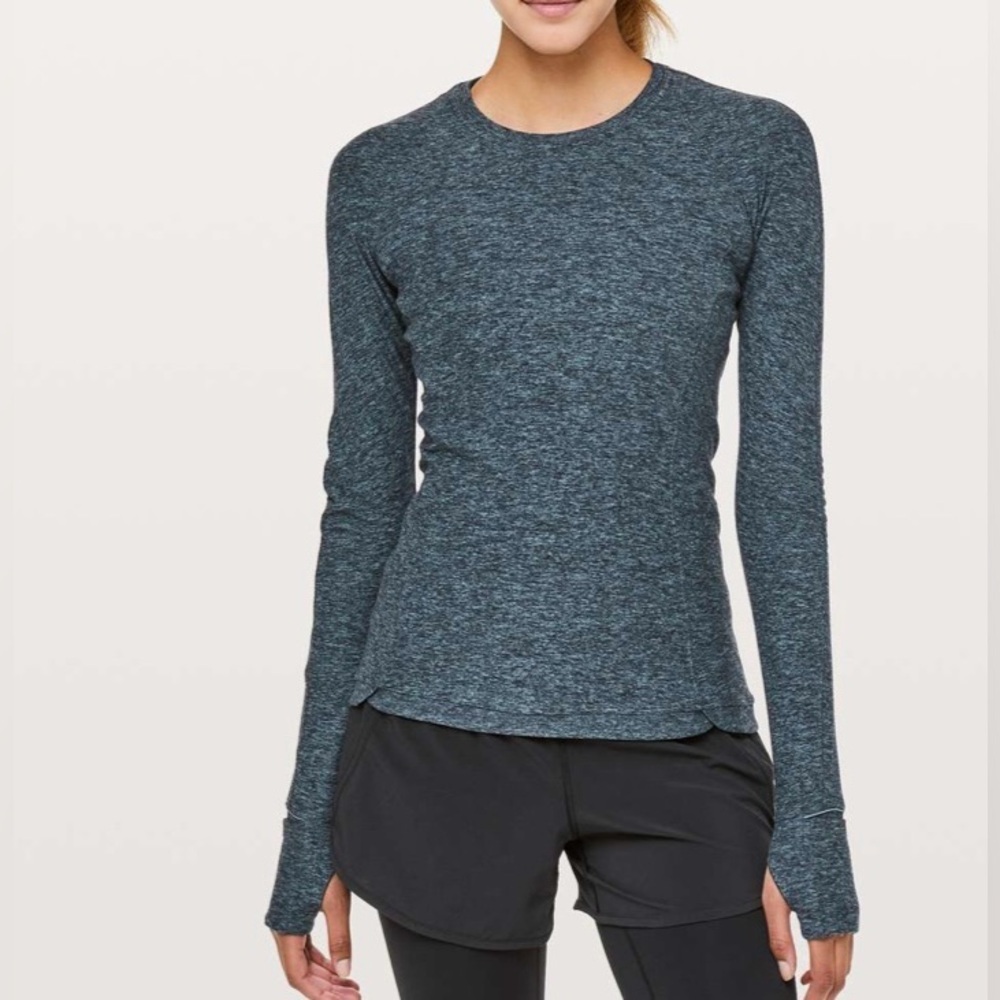 Lululemon Heathered Blue Runderful Long Sleeve Top - Size 8